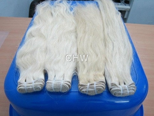 Natural White hair in machine weft