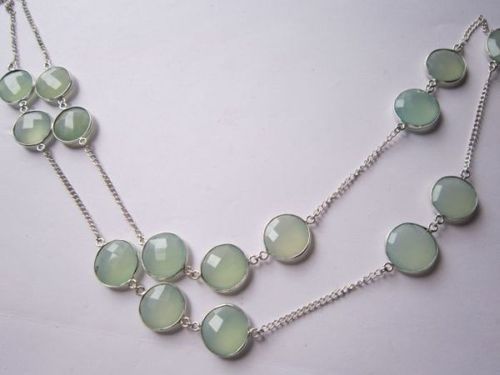 Bracelets 32 Inch Prehnite Chalcedony Bezel Connector 15 Pcs.16Mm-19Mm  Chain