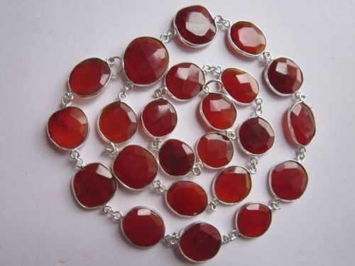 Bracelets 21 Inch Red Chalcedony Bezel Connector 23 Pcs.15Mm-17Mm Chain
