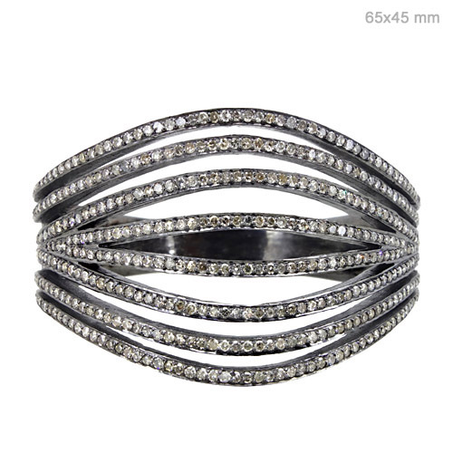 Sterling Silver Pave Diamond Bangle