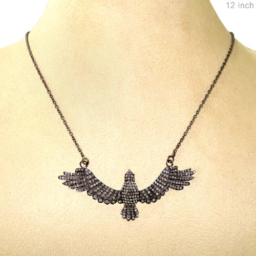 Silver Bird Shape Diamond Necklace