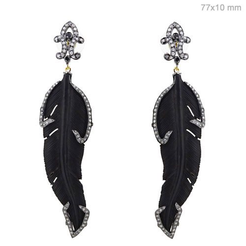 रत्न पंख शैली नक्काशी हीरे की बालियां