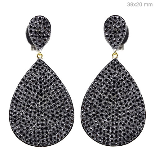 925 Sterling Silver Diamond Pave Dangle Earrings