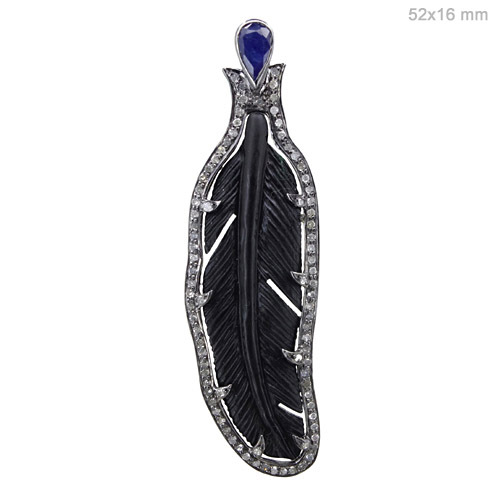 Pave Diamond Gemstone Silver Pendant