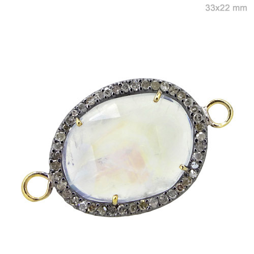 Gold Diamond Moonstone Connector Finding