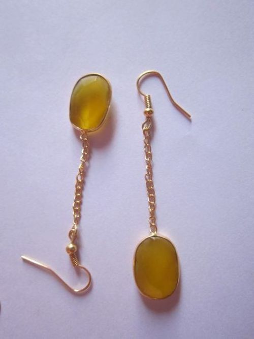 Yellow Chalcedony Gold Vermiel Connectors Earrings Pair  Weight: 1-5 Grams (G)