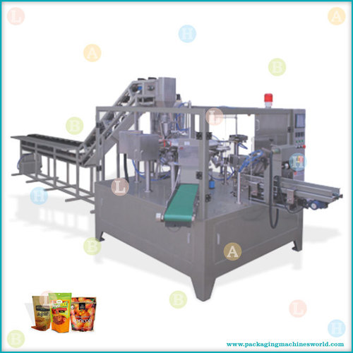 Automatic Horizontal Rotray Pick Fill & Seal Pouch Packing Machine with Conveyor Filler