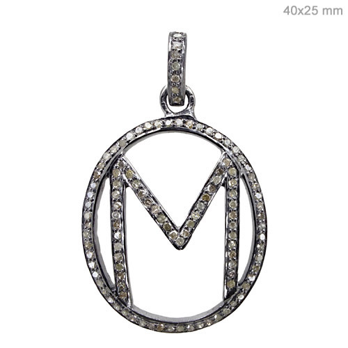 Initial Letter M Pendant Diamond Jewelry