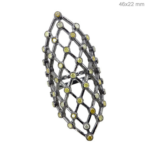 Diamond Filigree Silver Long Ring Jewelry