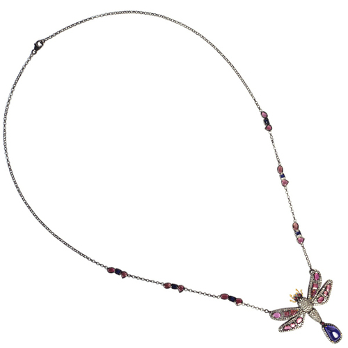 Gemstone Diamond Insect Necklace Jewelry