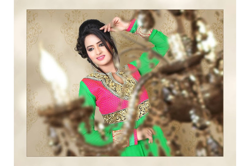 Anarkali Salwar Kameez - Silk Blend, Floor Length, Green | Handcrafted Zari Embroidery, Elegant Design, Comfortable Fit