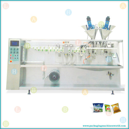 Automatic Double Head Horizontal Form, Fill and Seal Pouch Packing Machine with Auger Filler