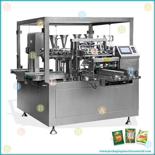 Automatic Double Head Horizontal Rotary Pick, Fill & Seal Machine for Pre-formed Pouches 