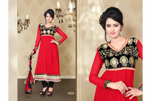 Salwar Kameez Suits - Silk Blend, 50-55 Inch, Red | Elegant Design, Embroidered Anarkali, Comfortable Fit, Durable Material