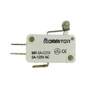 Micro Limit Switch - Brass With Silver Plated Terminals, White/grey/black, 5a Max Current, 125v Ac, 100000 Mechanical Life, Lever Type With Roller