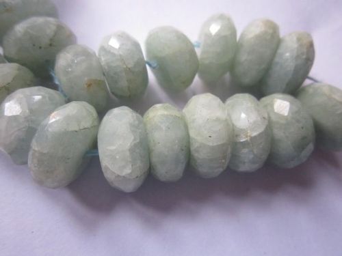 7 Inch Aquamarine Faceted Roundell  Beads Gemstone