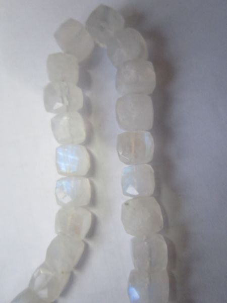 Cushion Cut Rainbow Moonstone Faceted Box Beads Gemstone