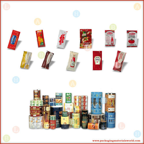 Printed Flexible Packaging Material for Ketchup Sachets - Polyester BOPP CPP Laminates, Multi-Color Printing, Leak-Proof, Customizable Dimensions