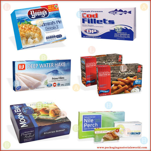 Printed Folding Carton Box for Sea Foods - Cardboard, Variable Size, Multicolor | Water-Resistant, Durable, Foldable, Food-Safe, Recyclable
