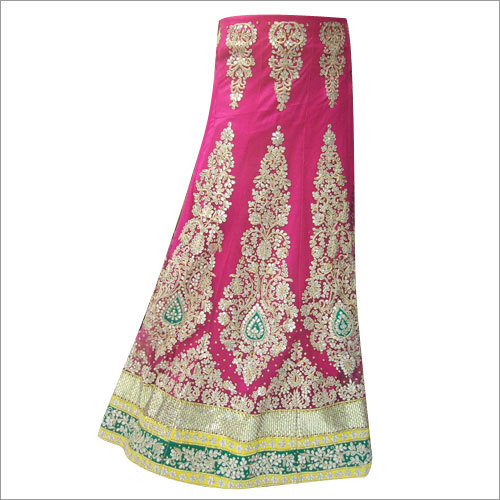 Wedding Lehnga - Silk Blend, 54 Inches, Pink | Handcrafted Embroidery, Elegant Design, Comfortable Wear, Customizable Waist 28-40 Inches