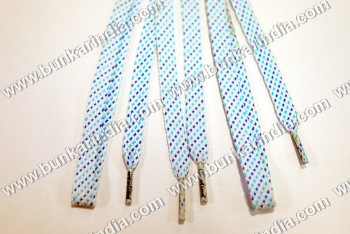Shoe Laces - 100cm Light Blue Printed Polyester, Metal Aglet, 0.8cm Width | Comfortable, Durable, Easy Tie, Stylish, Versatile (10 Pairs)
