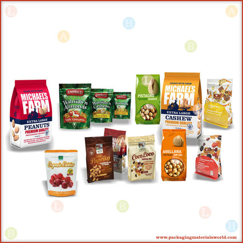 Printed Stand-up Pouches for Nuts - Plastic/Laminate, Customizable Size, Full Color Print | Resealable, Durable, Food Safe, Lightweight