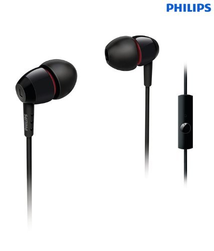 Philips SHE7005/10 In-Ear Headphone with In-Line Mic (Black) 
