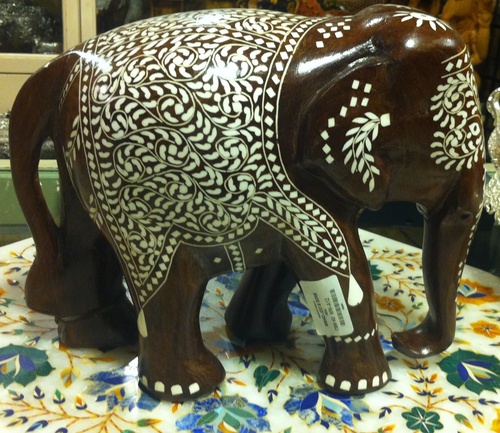 WOODEN ELEPHANT ENAMEL WORK
