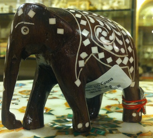 WOODEN ELEPHANT ENAMEL WORK
