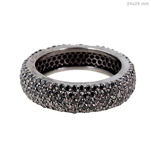 Black Diamond Wedding Engagement Band Ring