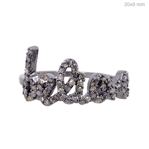 Silver Pave Diamond BELIEVE Ring