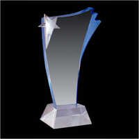 Acrylic Engraved Trophy - Acrylic, 150-300mm Height, Blue Color | Appealing Design, Fine Polish, Stylish Look, Award Recognition, High Quality