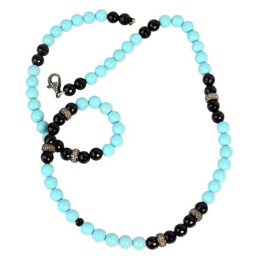 Diamond & Gemstone Beaded Necklace