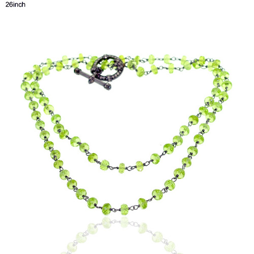 Gemstone Silver Diamond Necklace Jewelry