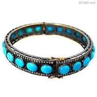 Gold Diamond Turquoise Bangle