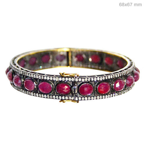 Gold Diamond Ruby Bangle