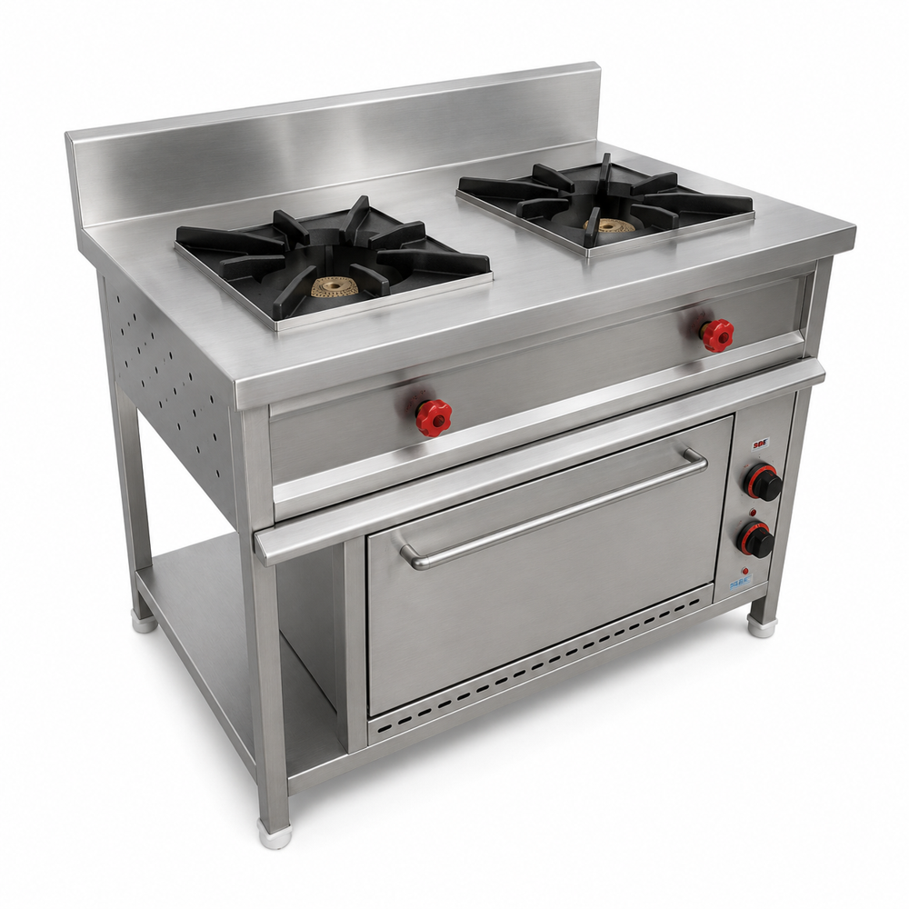 Two Burner Gas Range Below Oven Height: 48 Inch (In)