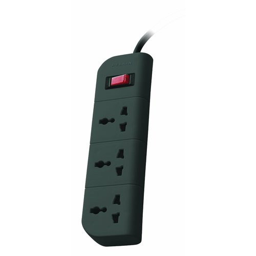 Belkin F9E300zb1.5MGRY Essential Series 3 Socket Surge Protector - Plastic, 31.5x13.5x4.1 cm, Gray | Surge Protection, Overload Protection, Three Sockets