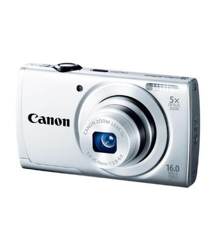 Canon PowerShot A2500 16MP Point-and-Shoot Digital Camera (Silver) with 4GB SD Card, Camera Case 