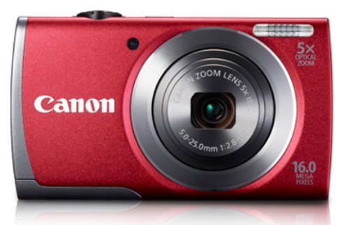 Canon PowerShot A3500 16MP Point-and-Shoot Digital Camera (Red) with 4GB SD Card, Camera Case