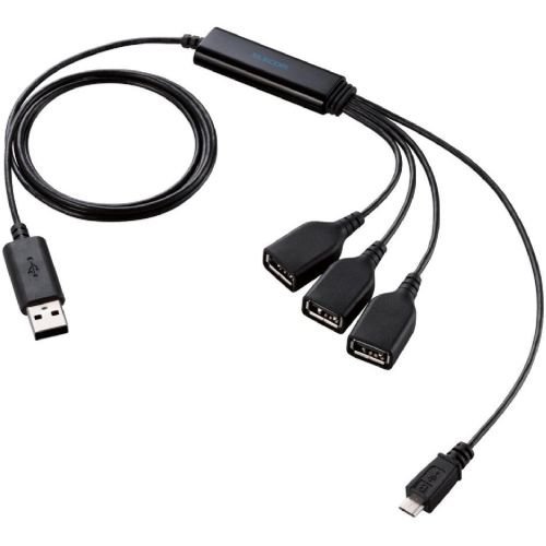 Elecom U2H-MB410BBK Micro USB HUB 2.0 with 4 Port Bus Power (Black)