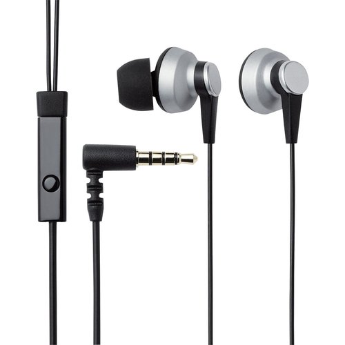 Elecom EHP-IPIN300SV Stereo In-Ear Headphone with Microphone for iPhone (Silver)