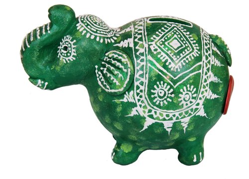Hand Carved Elephant Money Piggy Bank