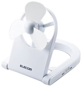 Elecom Fan-U19DWH Dry Cell Type Foldable USB Fan (White)
