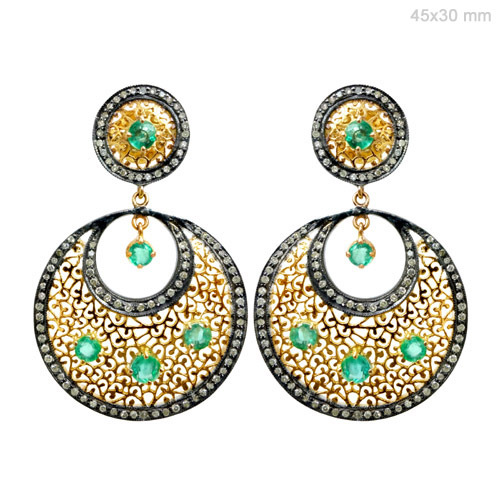Gemstone Diamond Gold Ethnic Earrings