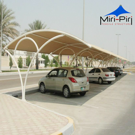 White And Cream Car Parking Tensile Structure
