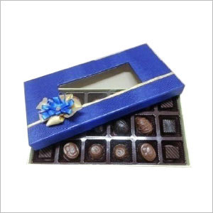 Blue Window Chocolate Box - Cardboard 12x6x2 Inches Blue Clear Window | Elegant Design Secure Packaging Customizable Durable Material