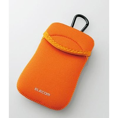 Elecom Soft Slim Pouch with Carabiner Hook for Smartphone (Orange)