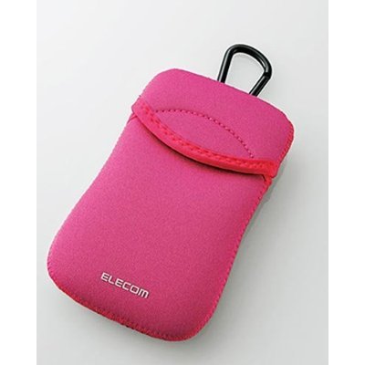 Elecom Soft Slim Pouch with Carabiner Hook for Smartphone (Pink)