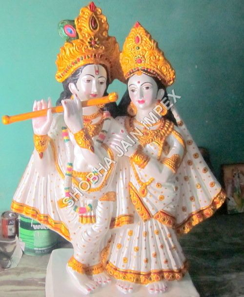 White And Yellow Radha Krishna Statue